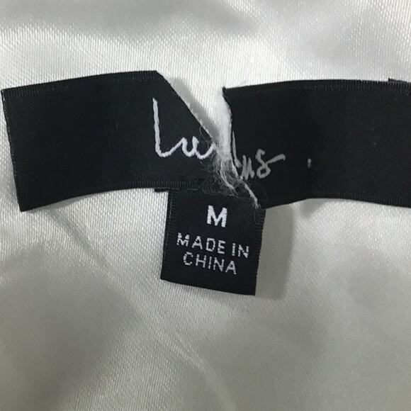 LULU'S SZ M Glamorous Element White Lurex Tie-Strap Bustier Midi Dress NEW B75 - Picture 9 of 9